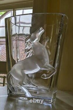 Lg LALIQUE Crystal Rearing Horse Vase LIMITED EDITION OF 10 for Asprey Signed