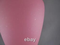 Lg Vintage French Pink Opaline Glass Vase w Gold Trim 12 3/8