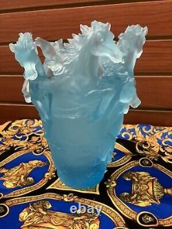 Light Blue Ombré Magnificent Nancy Daum Style Heavy Vase 16/16/25cm Sign France