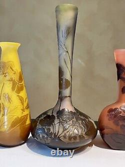 Lot Of Five Antique Emile Gallé, One D'Argental Cameo vases In Good Condition