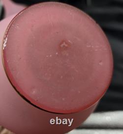 Lot of 3 Antique French Pink Opaline Glass Vases Greek Key Gold Gilt c. 1820-50