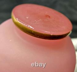 Lot of 3 Antique French Pink Opaline Glass Vases Greek Key Gold Gilt c. 1820-50