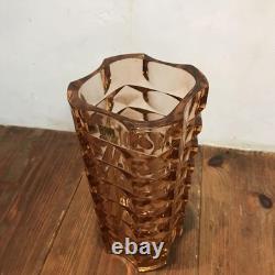 Luminarc French Vintage Glass Vase Cut Design Brown-Pink 24.8cm Used