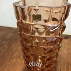 Luminarc French Vintage Glass Vase Cut Design Brown-Pink 24.8cm Used