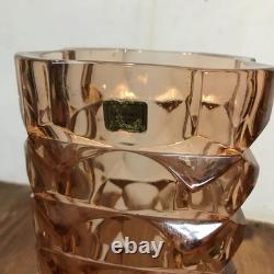 Luminarc French Vintage Glass Vase Cut Design Brown-Pink 24.8cm Used