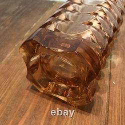 Luminarc French Vintage Glass Vase Cut Design Brown-Pink 24.8cm Used
