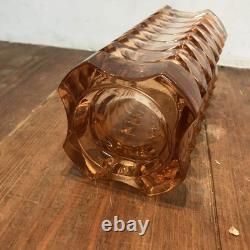 Luminarc French Vintage Glass Vase Cut Design Brown-Pink 24.8cm Used