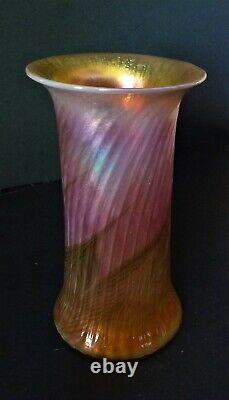 Lundberg Studios Art Glass Moire French Vase #101314