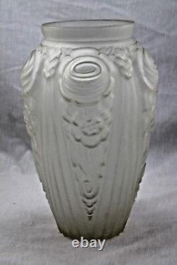 MASTERPIECE AUTHENTIC FRENCH ART DECO HUGE DESIGNER FROSTED ART GLASS VASE'20's