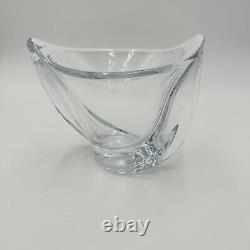MCM French Crystal Art Glass Twist Vase 6 H Marked Vintage Clear Decor Home