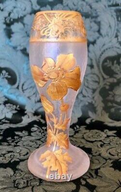 MONT JOYE French 1895 Crystal-Glass Handmade 22K Gold+Flowers, Leaves, Vines