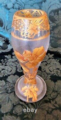 MONT JOYE French 1895 Crystal-Glass Handmade 22K Gold+Flowers, Leaves, Vines