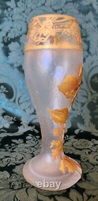 MONT JOYE French 1895 Crystal-Glass Handmade 22K Gold+Flowers, Leaves, Vines