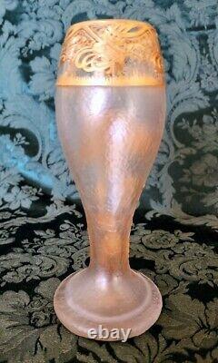 MONT JOYE French 1895 Crystal-Glass Handmade 22K Gold+Flowers, Leaves, Vines
