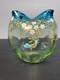 MOSER BOHEMIAN BLUE TO GREEN (URANIUM) ROSE Bowl ENAMELED. (IT GLOWS) c. 1880s
