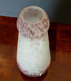 MUELLER FRERE Art Glass French 1920's Huge Frosted-Mottled Heavy Glass Vase Rare