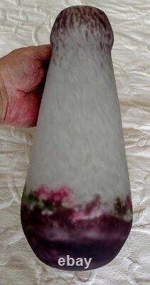 MUELLER FRERE Art Glass French 1920's Huge Frosted-Mottled Heavy Glass Vase Rare