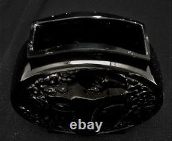 M. Model French Art Deco Glass Black Vase with Figural Face Signed