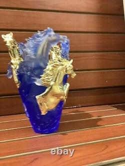 Magnificent Nancy Daum Style Horse Vase With Gold Accent Maker Unknown