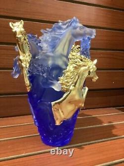 Magnificent Nancy Daum Style Horse Vase With Gold Accent Maker Unknown