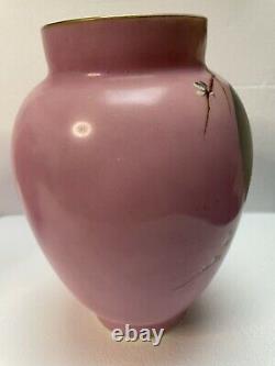 Magnificent Pair Of Baccarat Pink Opaline And Enamel Bird Vases #430