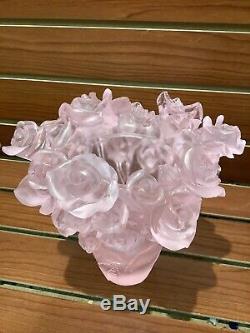 Magnificent Pate De Verre Pink Rose Vase 19/19/22cm Heavy 6.8 Signed France back