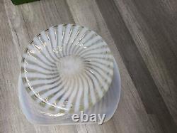 Massive Fenton Art Glass French Opalescent White Swirl Optic Art Glass Top Hat J