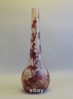 Massive & Rare 25.5 French Art Nouveau Legras Cameo Glass Vase, circa 1920