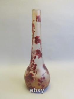 Massive & Rare 25.5 French Art Nouveau Legras Cameo Glass Vase, circa 1920