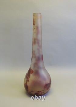 Massive & Rare 25.5 French Art Nouveau Legras Cameo Glass Vase, circa 1920
