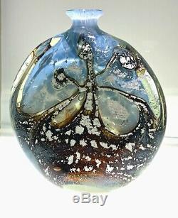 Michele Luzoro Studio Art Glass Large Heavy Bottle Vase Signed Stunning