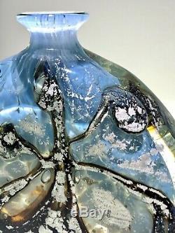 Michele Luzoro Studio Art Glass Large Heavy Bottle Vase Signed Stunning