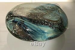 Michele Luzoro Studio Art Glass Large Heavy Bottle Vase Signed Stunning