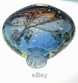 Michele Luzoro Studio Art Glass Large Heavy Bottle Vase Signed Stunning