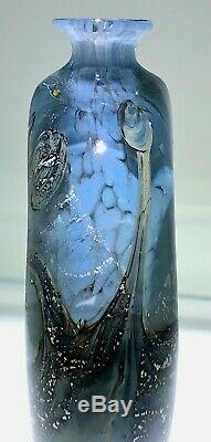 Michele Luzoro Studio Art Glass Large Heavy Bottle Vase Signed Stunning