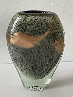 Michele Luzoro Vintage Antique Modern Gold Fleck Art Glass Vase French France