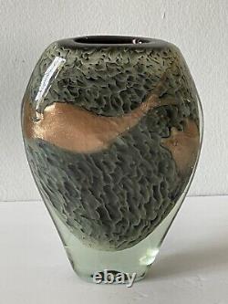 Michele Luzoro Vintage Antique Modern Gold Fleck Art Glass Vase French France