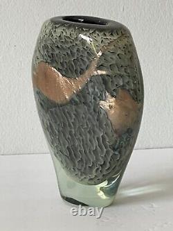 Michele Luzoro Vintage Antique Modern Gold Fleck Art Glass Vase French France