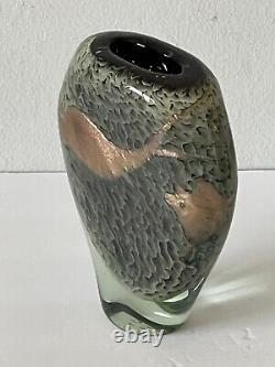 Michele Luzoro Vintage Antique Modern Gold Fleck Art Glass Vase French France