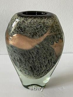 Michele Luzoro Vintage Antique Modern Gold Fleck Art Glass Vase French France