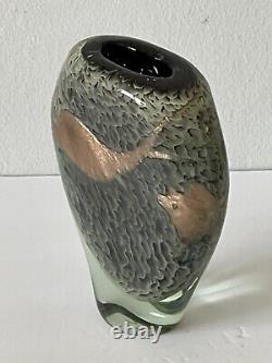 Michele Luzoro Vintage Antique Modern Gold Fleck Art Glass Vase French France