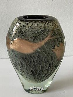 Michele Luzoro Vintage Antique Modern Gold Fleck Art Glass Vase French France