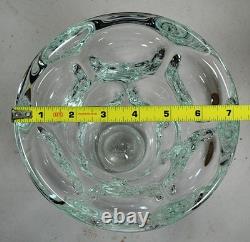 Mid-Century Art Vannes Crystal Vase France Flared Opening Large Dimpled Design