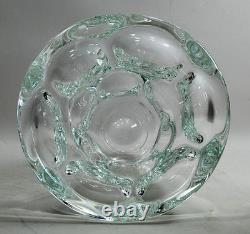Mid-Century Art Vannes Crystal Vase France Flared Opening Large Dimpled Design