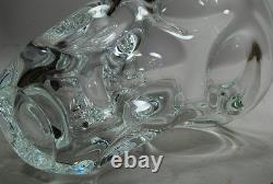 Mid-Century Art Vannes Crystal Vase France Flared Opening Large Dimpled Design