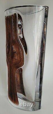 Mid Century Daum Nancy Raised Relief Tree Life French Art Glass Sculptural Vase