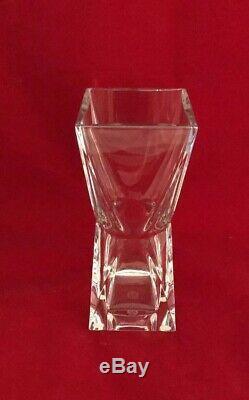 Mint Baccarat French Tall Thick Heavy Crystal Art Glass Flower Large Vase 7 7/8
