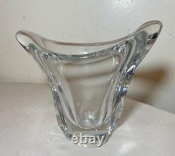 Mint condition vintage handmade signed Daum France clear crystal glass vase
