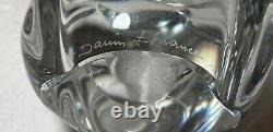 Mint condition vintage handmade signed Daum France clear crystal glass vase
