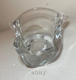 Mint condition vintage handmade signed Daum France clear crystal glass vase